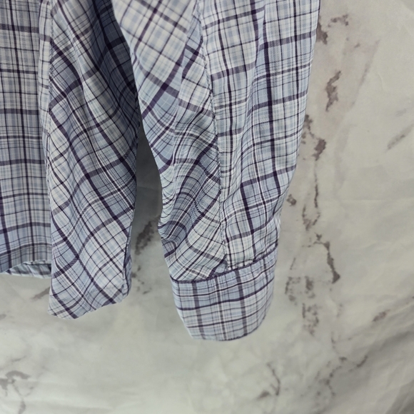 Simms Shirt Women Medium Purple Blue Button Up Long Plaid Vented Fishing Guide - Picture 4 of 10